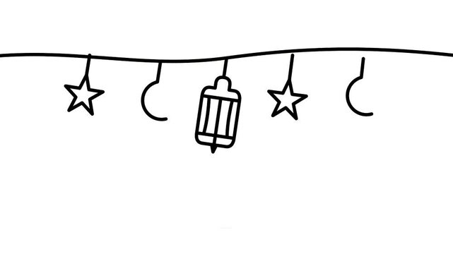 Hand Drawn Ramadan Lantern and Star Garland Animation Loop