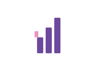 Fototapeta premium A bar chart representation showing three increasing purple vertical bars
