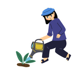 gardener with watering can
