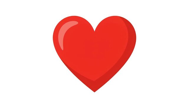 a flat graphic design animation of a red heart shape pulsing on a clean white background screen