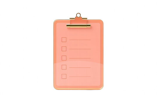 3D Rendered Pink Clipboard with Checklist on Black Background