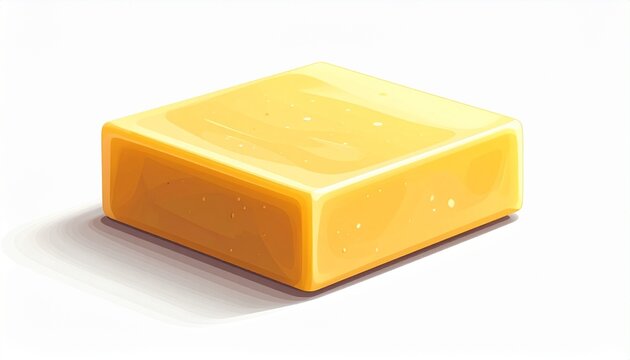 Freshly Cut Block of Yellow Cheese Isolated on White.