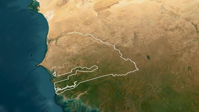 Senegal Country Map with Flag Animation 00:15