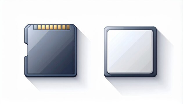 Memory Card and Micro SD Card on White Background.