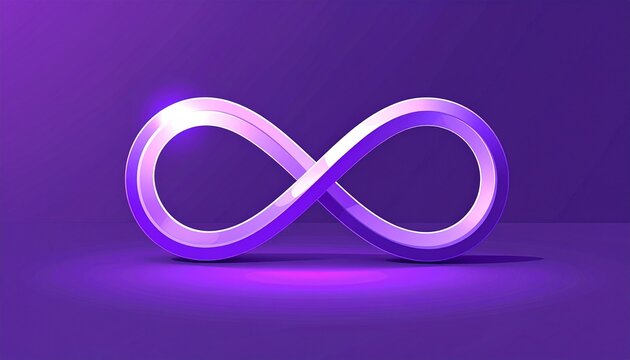 Glowing Infinity Symbol on Purple Background.