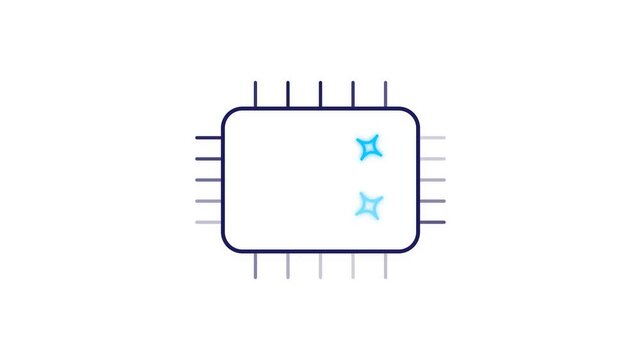 Shimmering computer microchip animation on white background