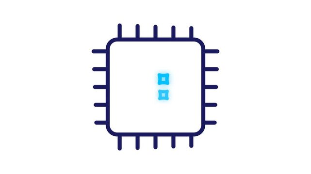Minimalist cpu processing icon with glowing center animation