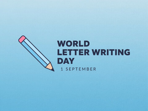World letter writing day minimalist design with pencil illustration correspondence stationery communication handwriting minimalist background celebration academic