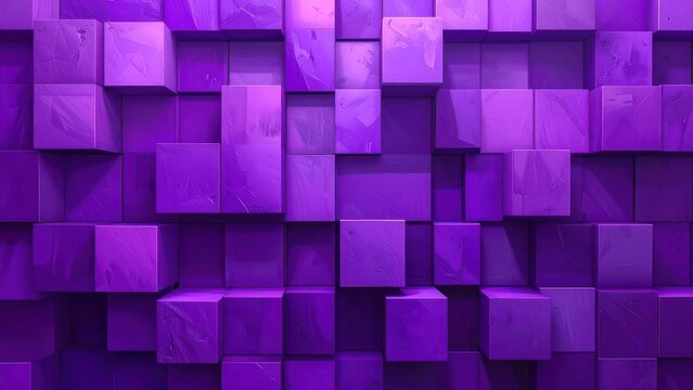 Abstract purple 3D geometric cube wall pattern.