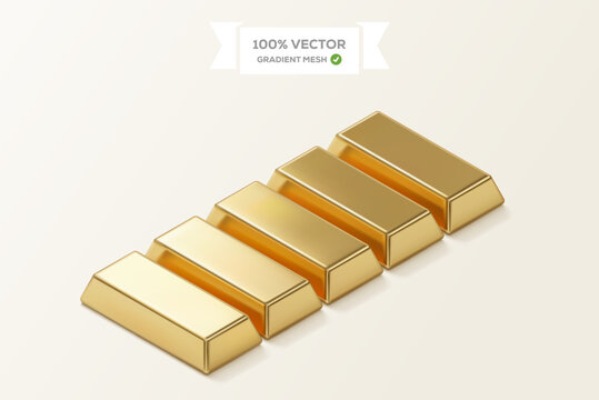 Abstract isometric golden ingot geometric structure linear illustration