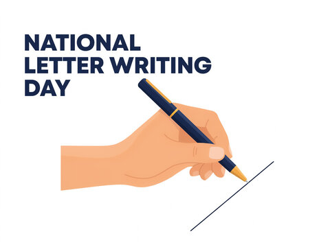 National letter writing day concept with hand holding pen national handwriting communication correspondence signature stationery notepaper document contract