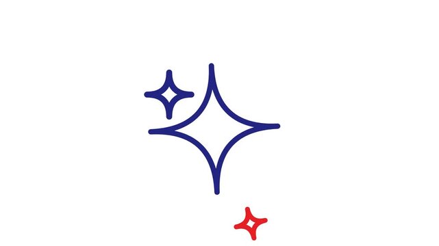 Sparkling stars animation in blue and red line art