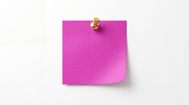 Pink sticky note paper pinned with a gold push pin