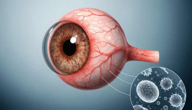 3D Anatomy Illustration Human Eye Anatomy and Eye Infection Medical Illustration