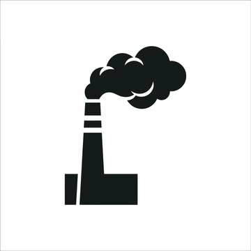 Industrial factory chimney with thick smoke pollution vector icon