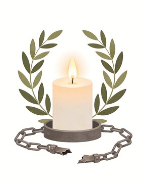 International day for the remembrance of the slave trade and its abolition concept with burning candle broken chain