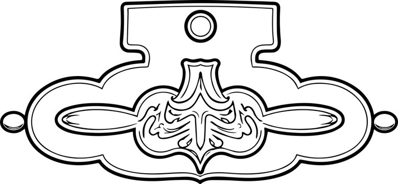 Vintage Ornate Keyhole Escutcheon Engraving Vector Illustration