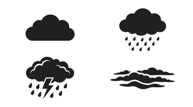 Weather cloud silhouettes on a white background simple graphic design