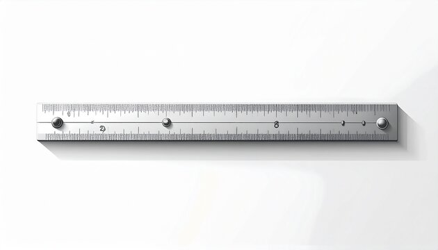Metal ruler with centimeter and inch markings on white background.