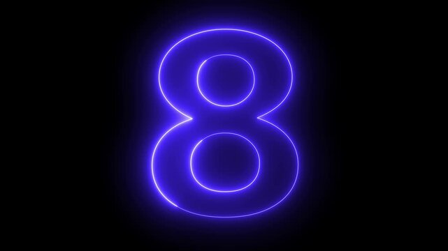 10% taxt Animation of glowing neon Pink and blue color number text animation . pink and blue neon number Four,