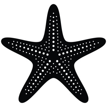Starfish with white dots on black body isolated on white background