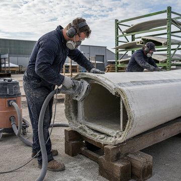 Cutting a Retired Wind Blade for Material Reuse