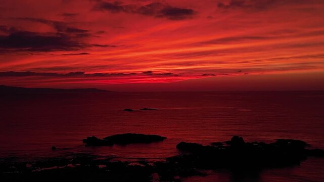 Red Sunset at Pomos Paphos, Cyprus - February 2024