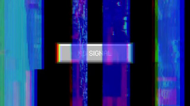 Abstract digital glitch art background with vibrant static noise and signal distortion, showcasing a screen error effect for technology and media themes