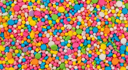 Fototapeta premium Colorful Nonpareil Sprinkles on White Background for Baking and Dessert Decoration