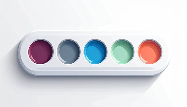 Colorful paint palette with five vibrant watercolor wells.