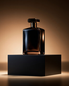 Luxury perfume silhouette on black podium showcasing Black Friday premium sale and elegant retail product display