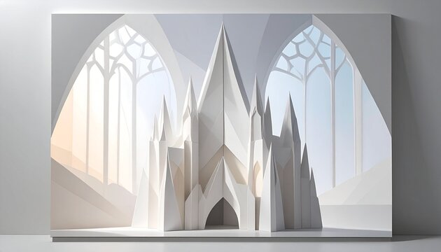 Paper Cathedral Model with Gothic Architecture Design.