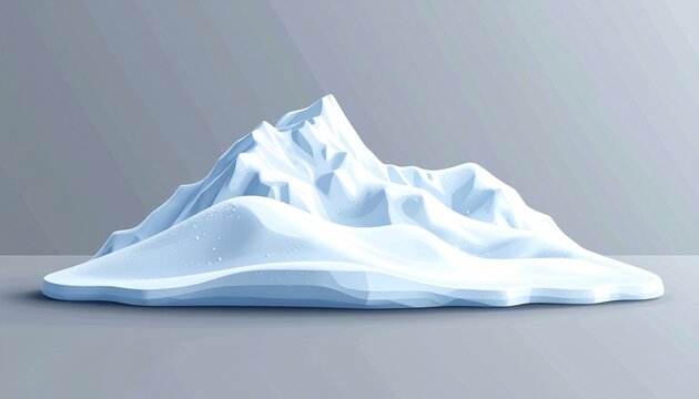 Isolated 3D Rendered Iceberg on Gray Background.