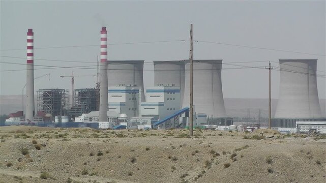  Jiayuguan Industrial Area Coal Plant Stacks China in 2012