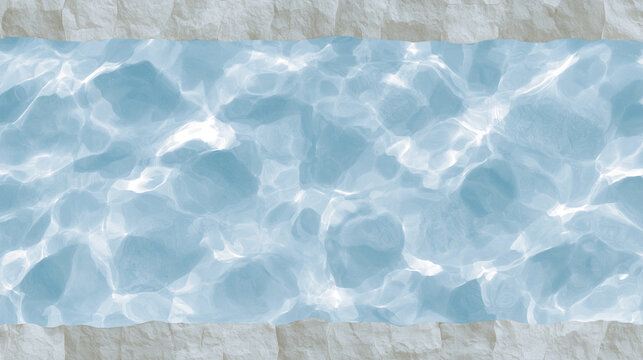 Top View Abstract Blue Water Stream Running Between Stone Borders Texture Background
