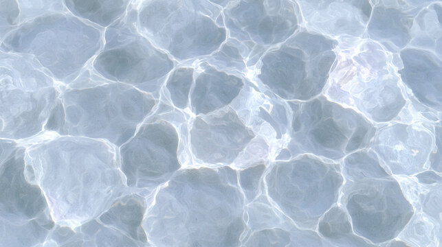 Top View Abstract Clear Light Blue Pool Water Caustics Refraction Surface Background
