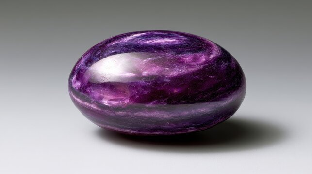 Lavulite cabochon: polished sugilite with natural banding, rich purple tones for mineral collection
