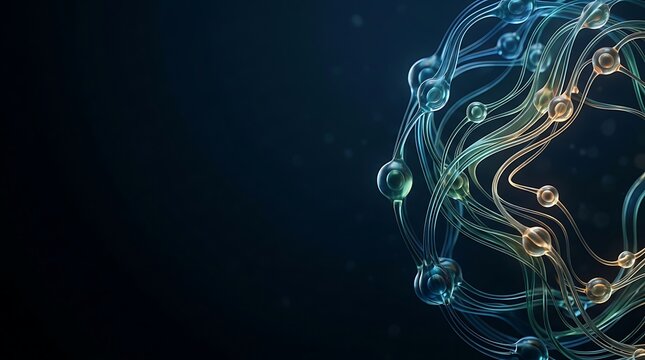 Abstract glowing neural network connections on dark background