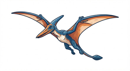 Pterodactyl Flying  Reptile Dinosaur Cartoon Vector Illustration © Reni