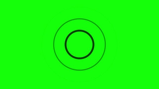 Abstract concentric circles expanding outwards, animated graphic element on vibrant green screen background, minimalist design, dynamic visual effect for chroma key compositing, 4K video