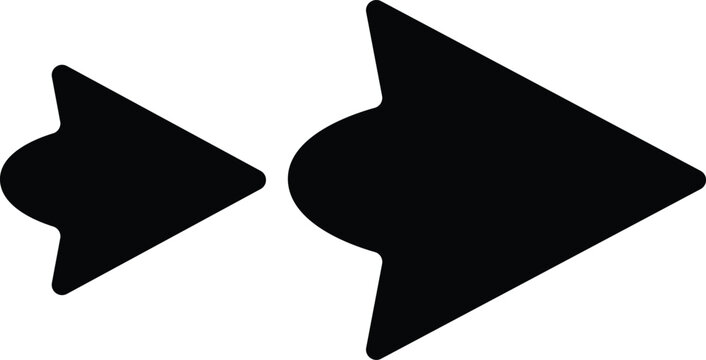 Two black arrows pointing to the right side  simple shapes