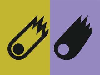 Two stylized black comet icons in opposite colors against stark backgrounds © MdFujlul