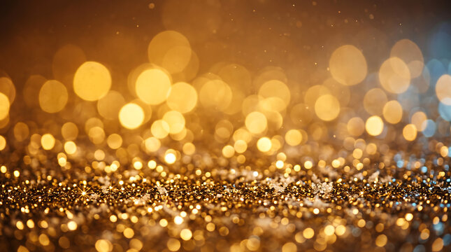 Festive golden glitter background with soft bokeh sparkles and blurred light reflections for celebration backdrop background celebration abstract defocused backdrop shimmering