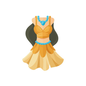 Gold and Blue Micronesian Style Dress with Jewelry