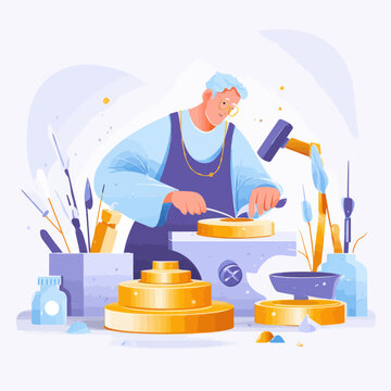Goldsmith Crafting Fine Jewelry with Precision Tools