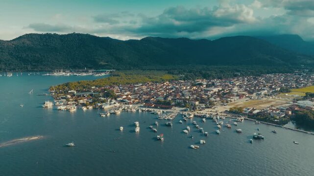Aerial view of the colonial town of Paraty, Brazil