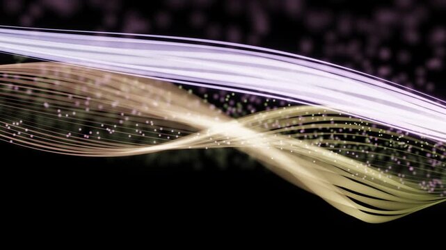 A mesmerizing, continuous video sequence featuring an elegant golden wave undulating gracefully through the air