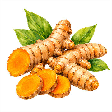 fresh turmeric root isolated