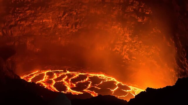 Erta Ale volcano Danakil Depression Ethiopia, eruption.