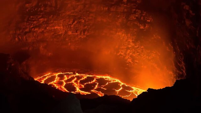 Erta Ale volcano Danakil Depression Ethiopia, eruption.